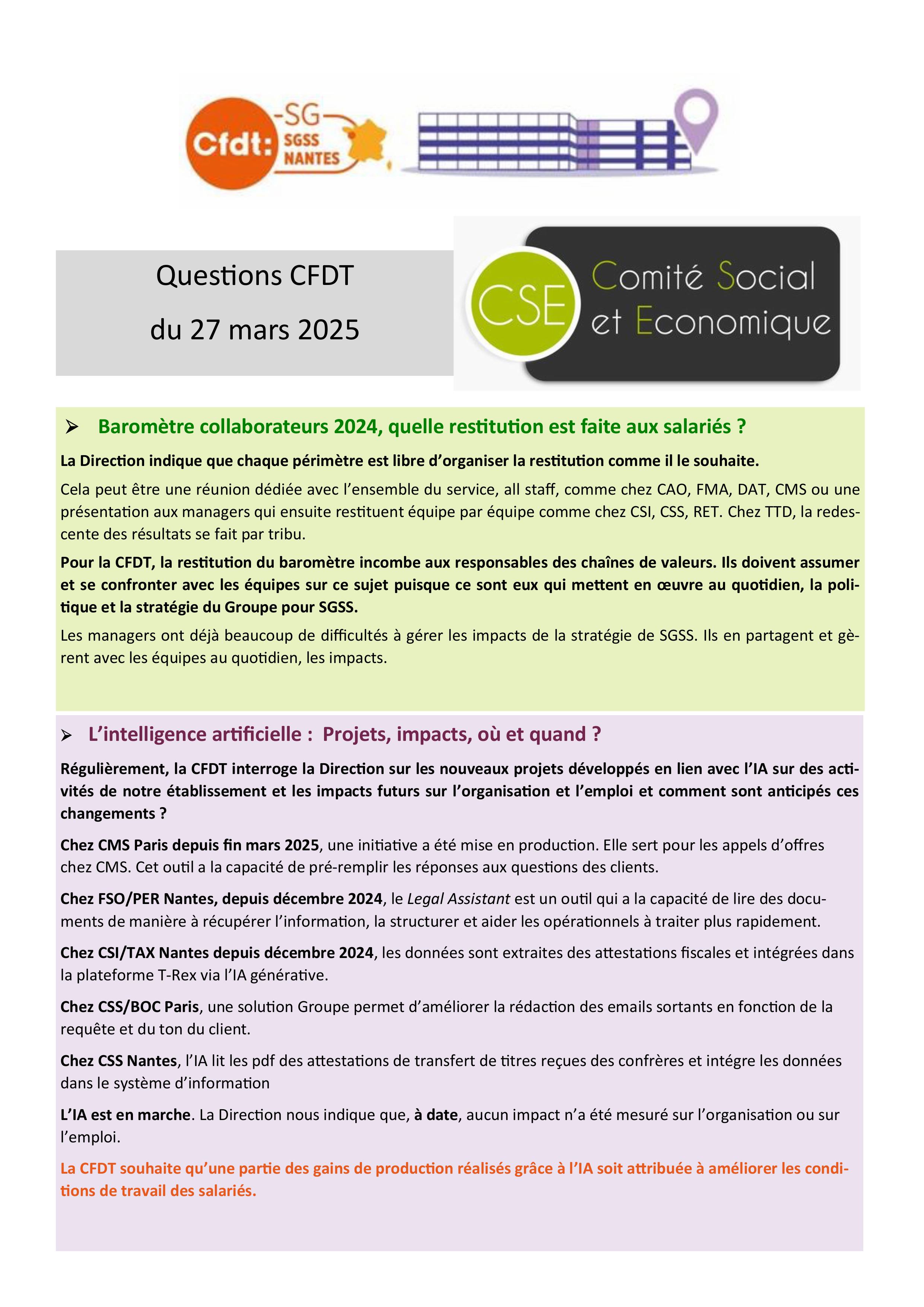Compte rendu di CSE du 27 mars 2025
