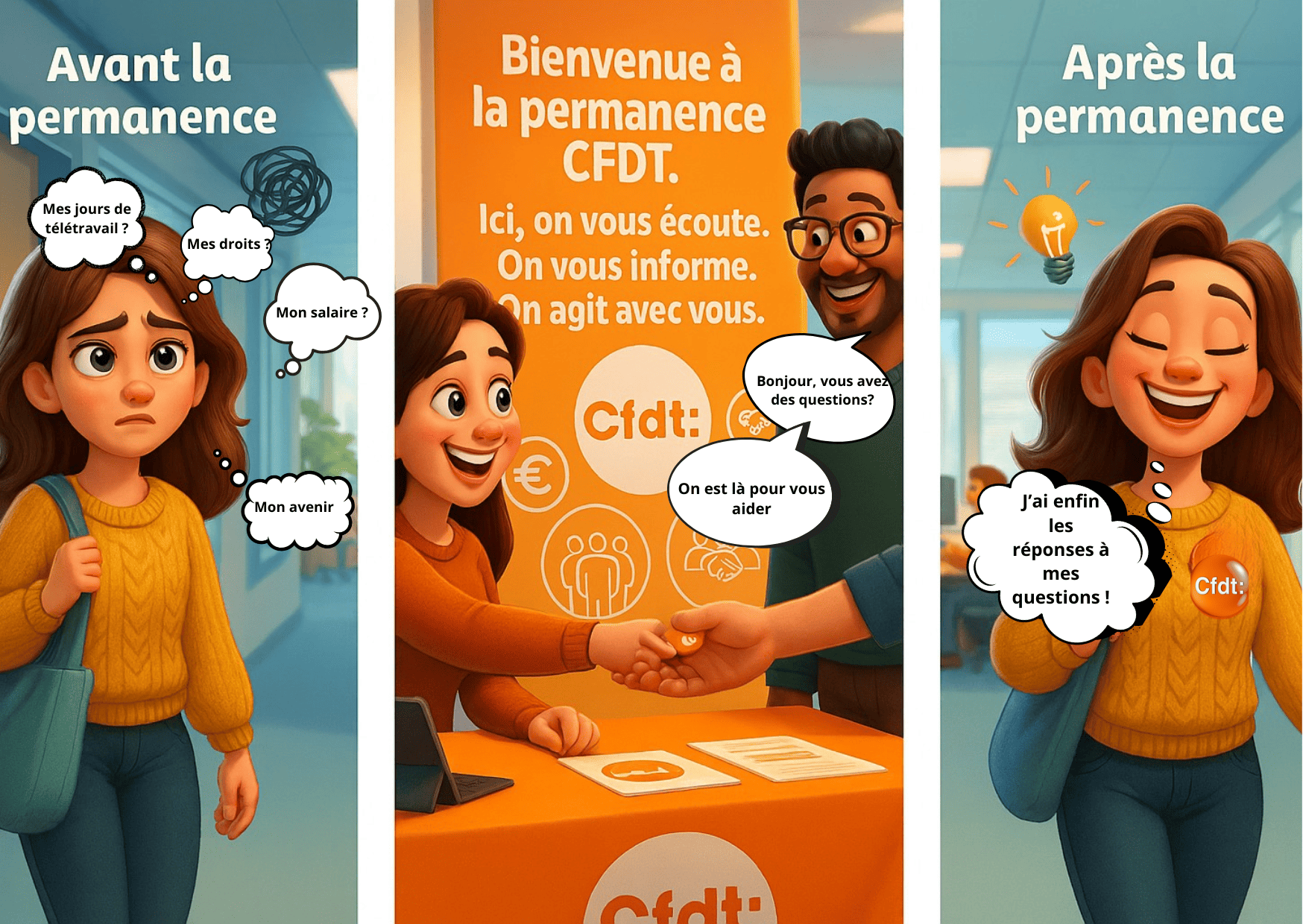Les permanences CFDT reviennent : vos idées, vos questions, nos réponses !